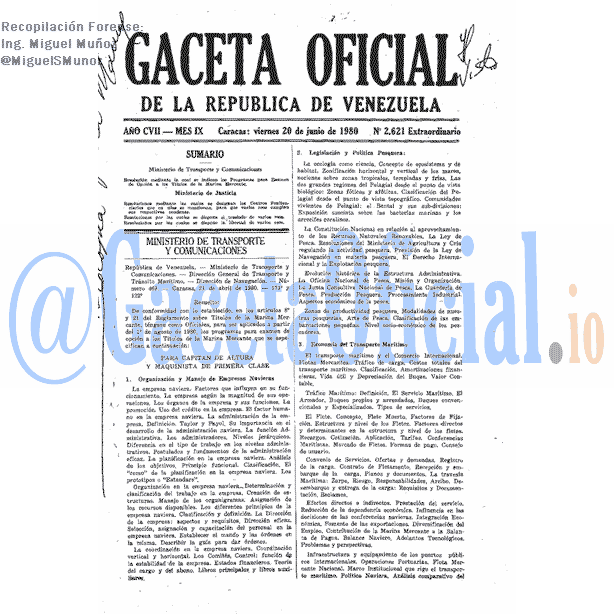 Gaceta Oficial 2621 del 20 Junio 1980