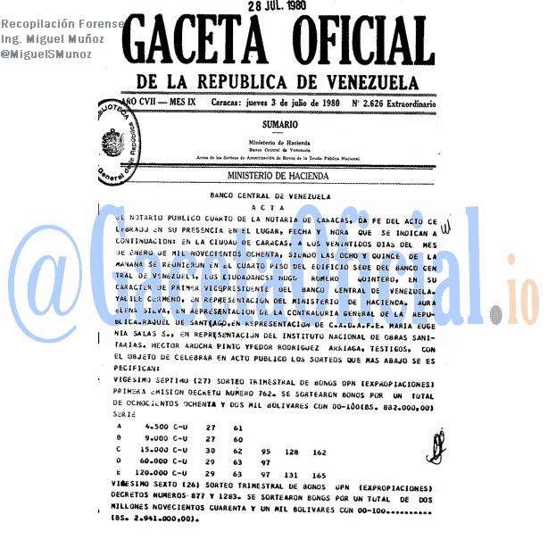 Gaceta Oficial 2626 del 3 Julio 1980
