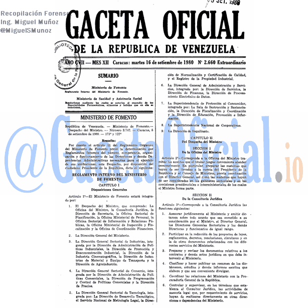 Gaceta Oficial 2660 del 16 Septiembre 1980