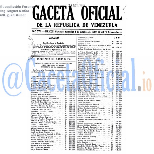 Gaceta Oficial 2677 del 8 Octubre 1980