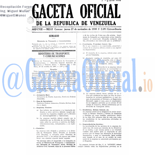 Gaceta Oficial 2691 del 27 Noviembre 1980