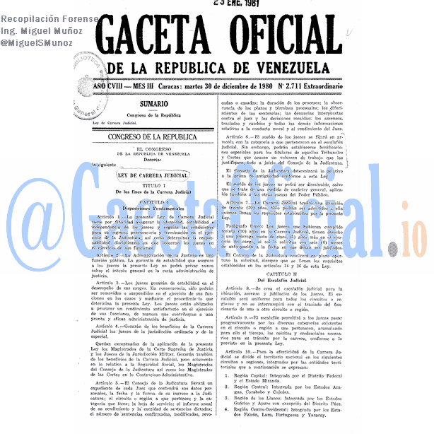 Gaceta Oficial 2711 del 30 Diciembre 1980