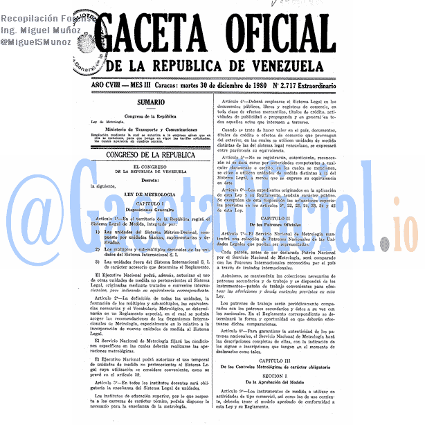Gaceta Oficial 2717 del 30 Diciembre 1980