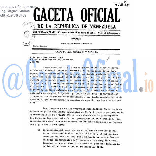 Gaceta Oficial 2780 del 19 Mayo 1981