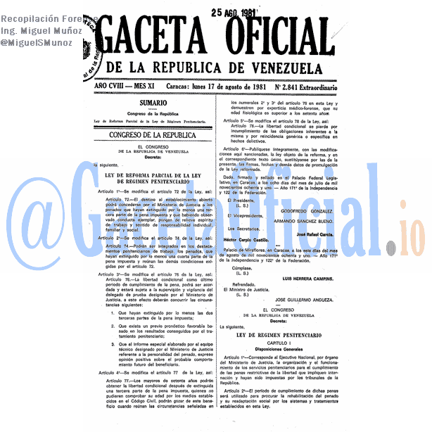 Gaceta Oficial 2841 del 17 Agosto 1981