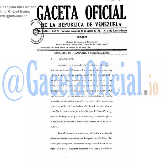 Gaceta Oficial 2843 del 26 Agosto 1981