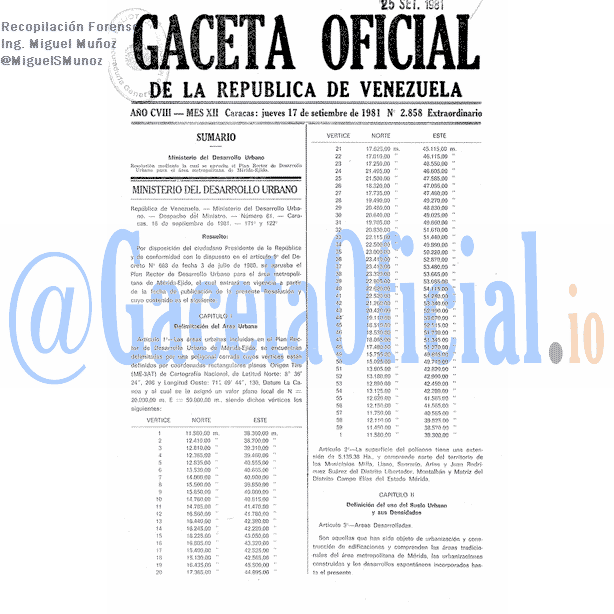 Gaceta Oficial 2858 del 17 Septiembre 1981