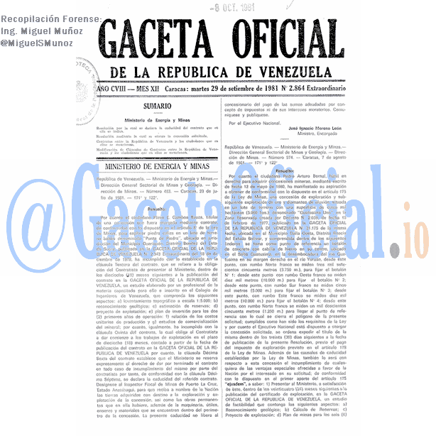 Gaceta Oficial 2864 del 29 Septiembre 1981