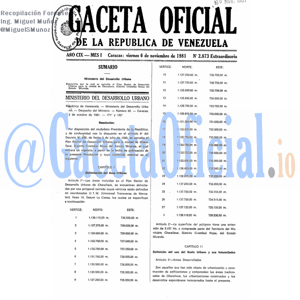 Gaceta Oficial 2873 del 6 Noviembre 1981
