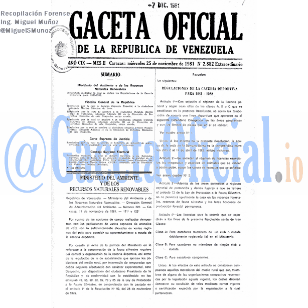 Gaceta Oficial 2882 del 25 Noviembre 1981