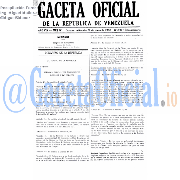 Gaceta Oficial 2907 del 20 Enero 1982