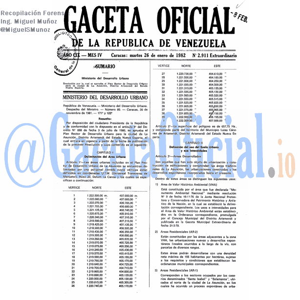 Gaceta Oficial 2911 del 26 Enero 1982