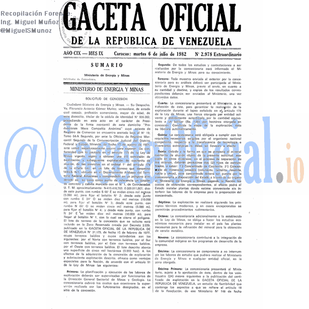 Gaceta Oficial 2978 del 6 Julio 1982