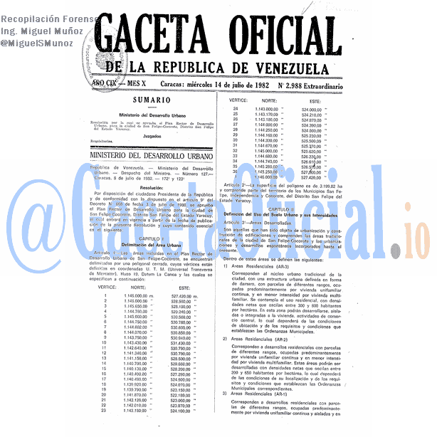 Gaceta Oficial 2988 del 14 Julio 1982