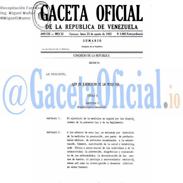 Gaceta Oficial 3002 del 23 Agosto 1982