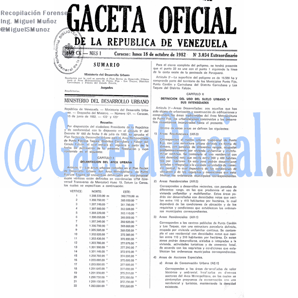 Gaceta Oficial 3034 del 18 Octubre 1982