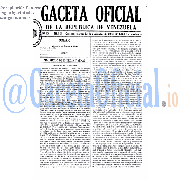 Gaceta Oficial 3058 del 23 Noviembre 1982