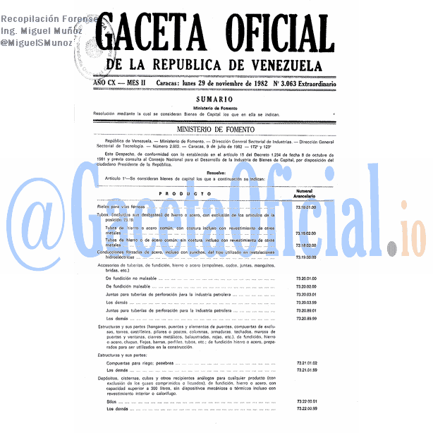 Gaceta Oficial 3063 del 29 Noviembre 1982