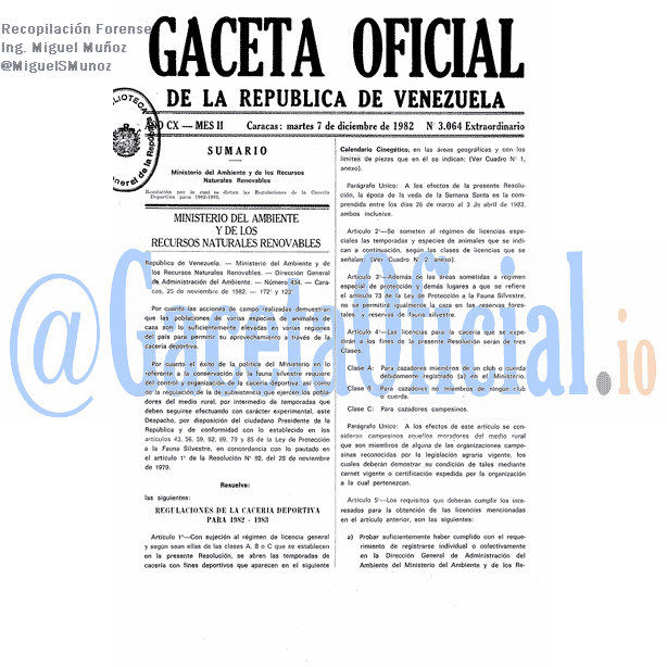 Gaceta Oficial 3064 del 7 Diciembre 1982