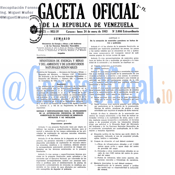 Gaceta Oficial 3086 del 24 Enero 1983