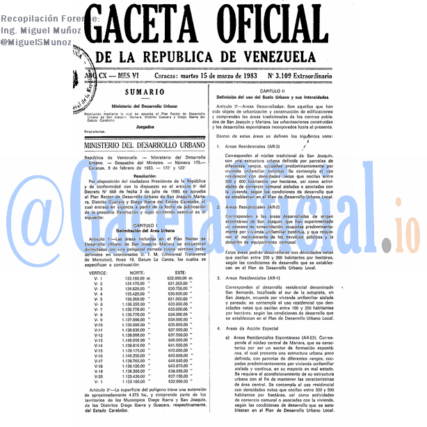 Gaceta Oficial 3109 del 15 Marzo 1983