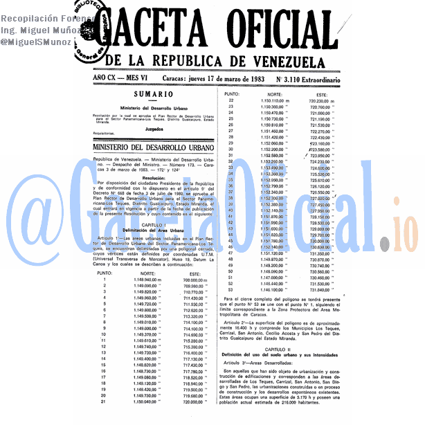 Gaceta Oficial 3110 del 17 Marzo 1983