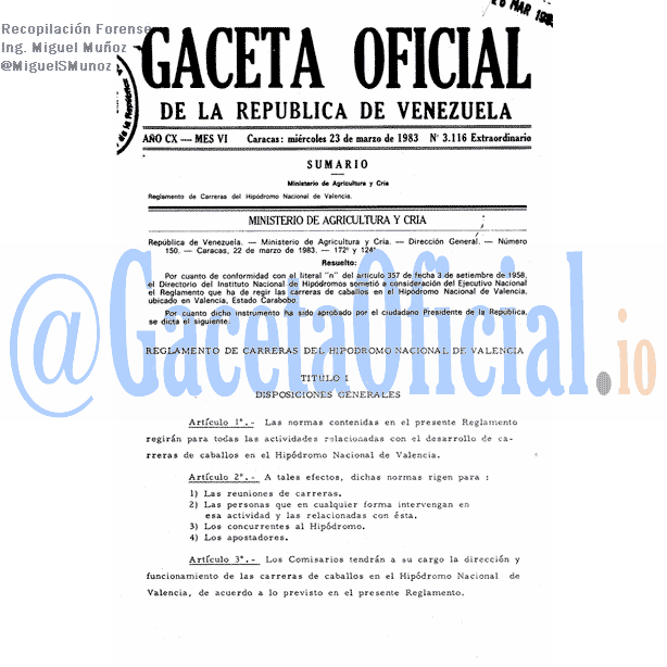 Gaceta Oficial 3116 del 23 Marzo 1983
