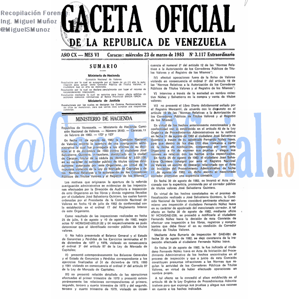 Gaceta Oficial 3117 del 23 Marzo 1983