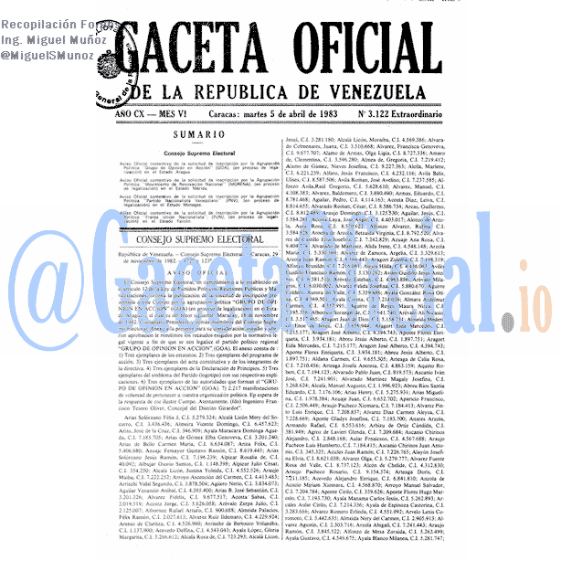Gaceta Oficial 3122 del 5 Abril 1983