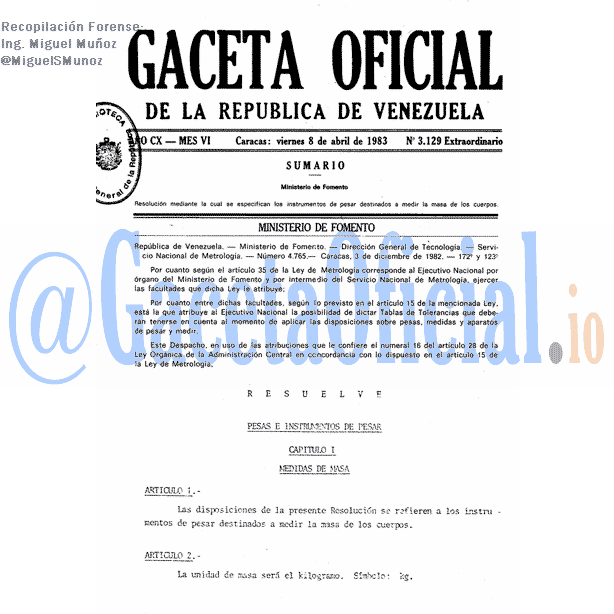 Gaceta Oficial 3129 del 8 Abril 1983