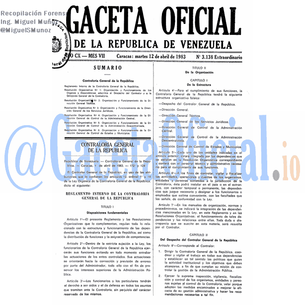 Gaceta Oficial 3138 del 12 Abril 1983
