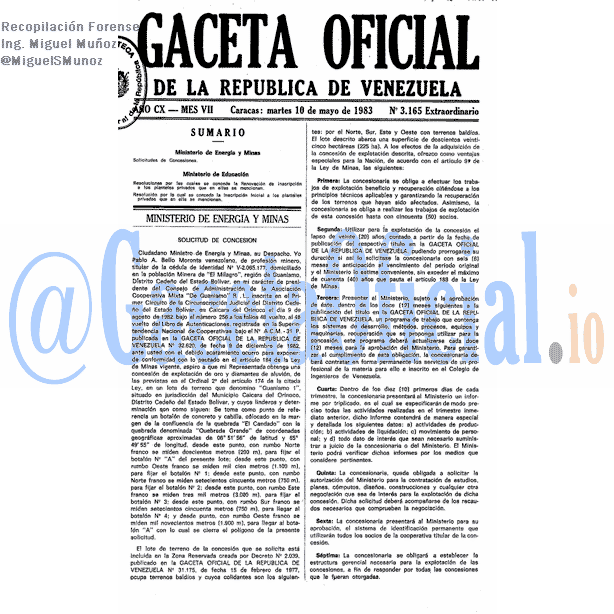 Gaceta Oficial 3165 del 10 Mayo 1983