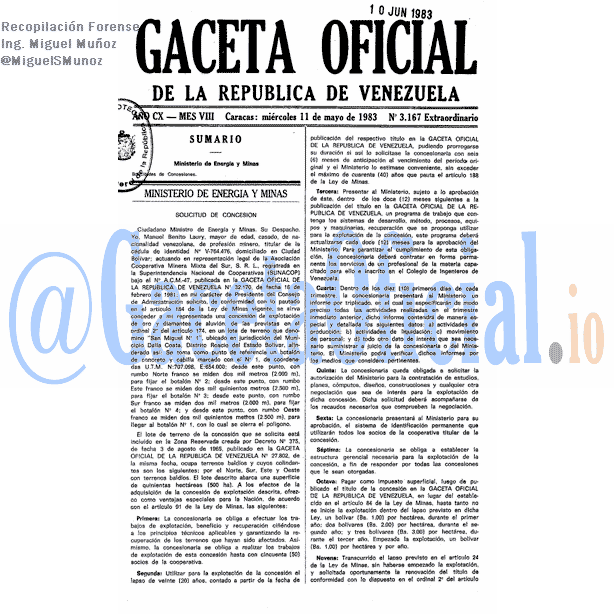 Gaceta Oficial 3167 del 11 Mayo 1983