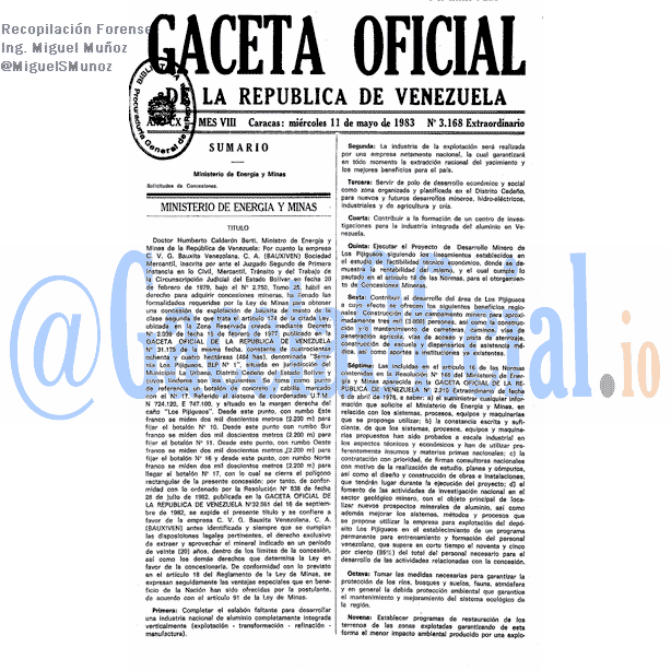 Gaceta Oficial 3168 del 11 Mayo 1983