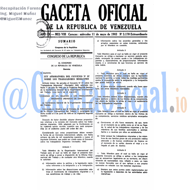 Gaceta Oficial 3170 del 11 Mayo 1983