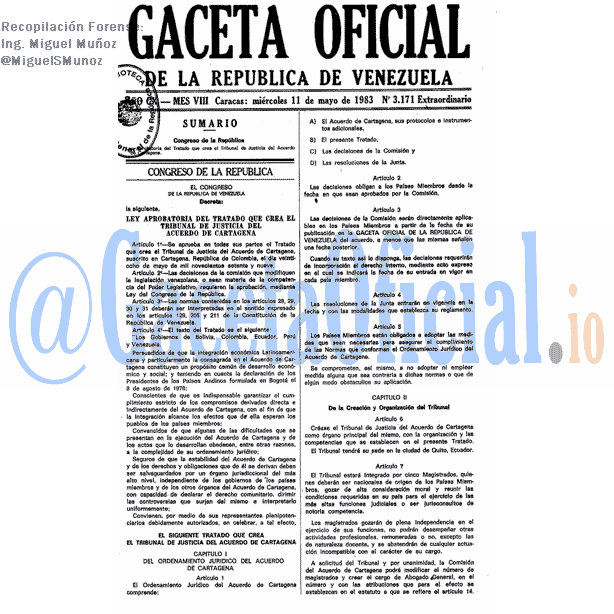 Gaceta Oficial 3171 del 11 Mayo 1983