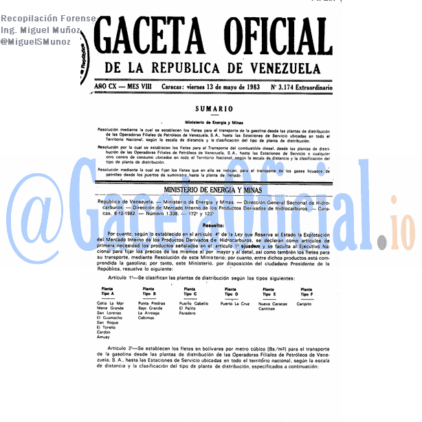 Gaceta Oficial 3174 del 13 Mayo 1983