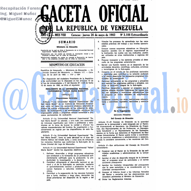 Gaceta Oficial 3188 del 26 Mayo 1983