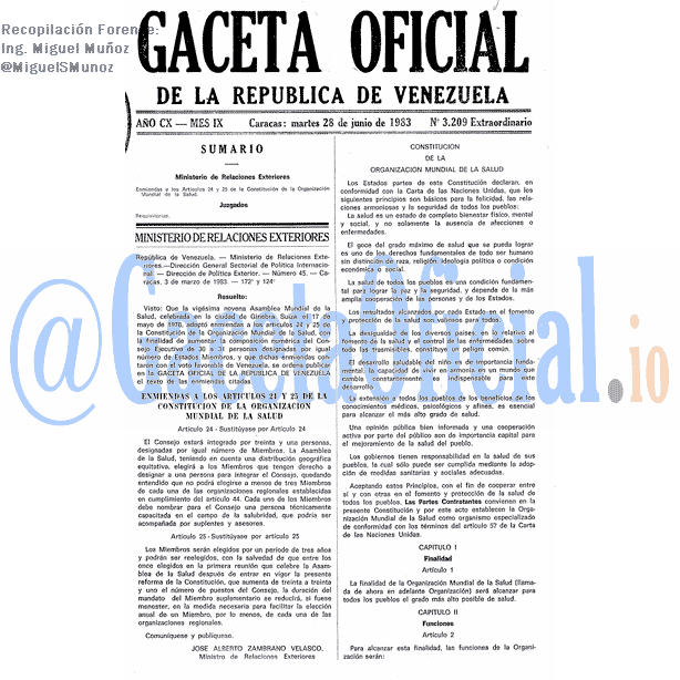 Gaceta Oficial 3209 del 28 Junio 1983