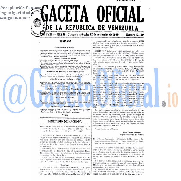 Gaceta Oficial 32109 del 12 Noviembre 1980