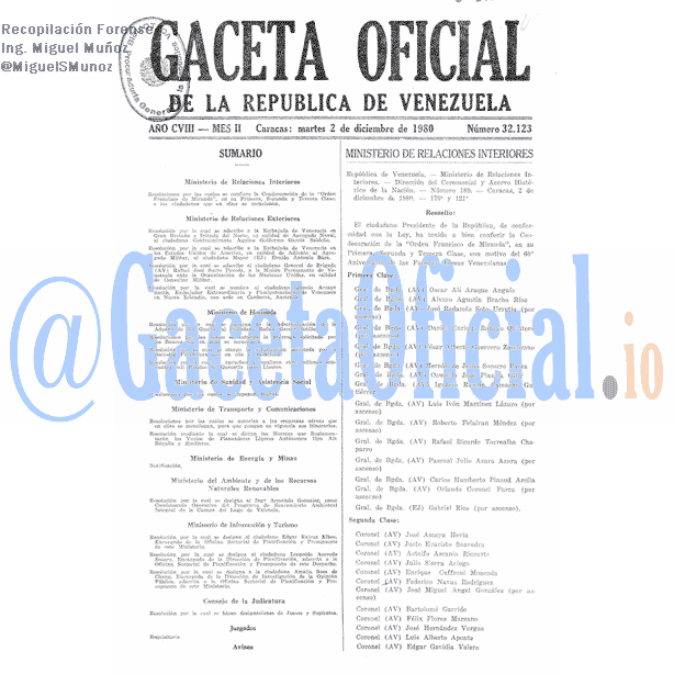 Gaceta Oficial 32123 del 2 Diciembre 1980