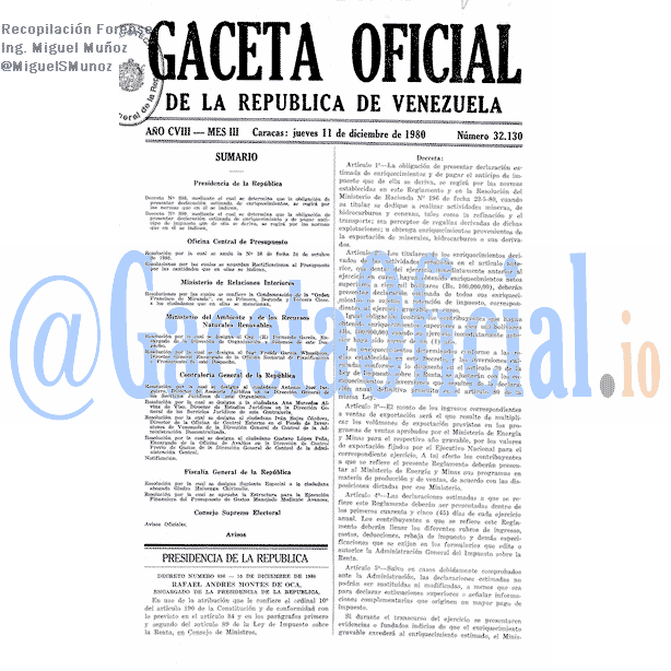 Gaceta Oficial 32130 del 11 Diciembre 1980