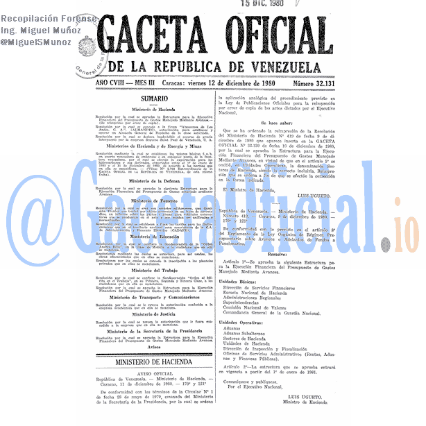 Gaceta Oficial 32131 del 12 Diciembre 1980