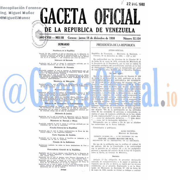 Gaceta Oficial 32134 del 18 Diciembre 1980