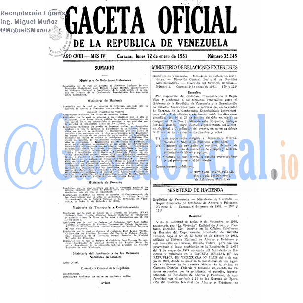 Gaceta Oficial 32145 del 12 Enero 1981