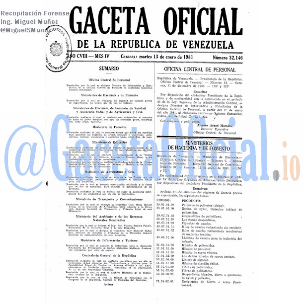 Gaceta Oficial 32146 del 13 Enero 1981
