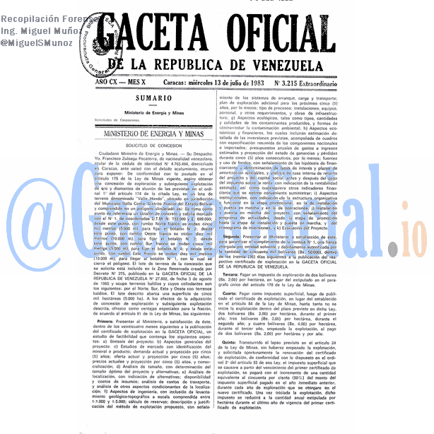Gaceta Oficial 3215 del 13 Julio 1983