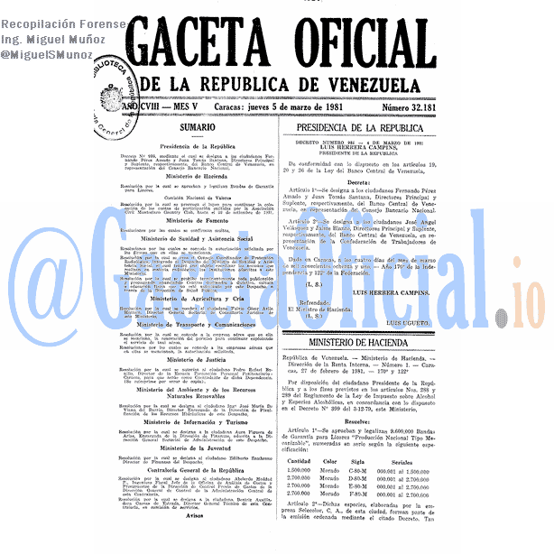 Gaceta Oficial 32181 del 5 Marzo 1981