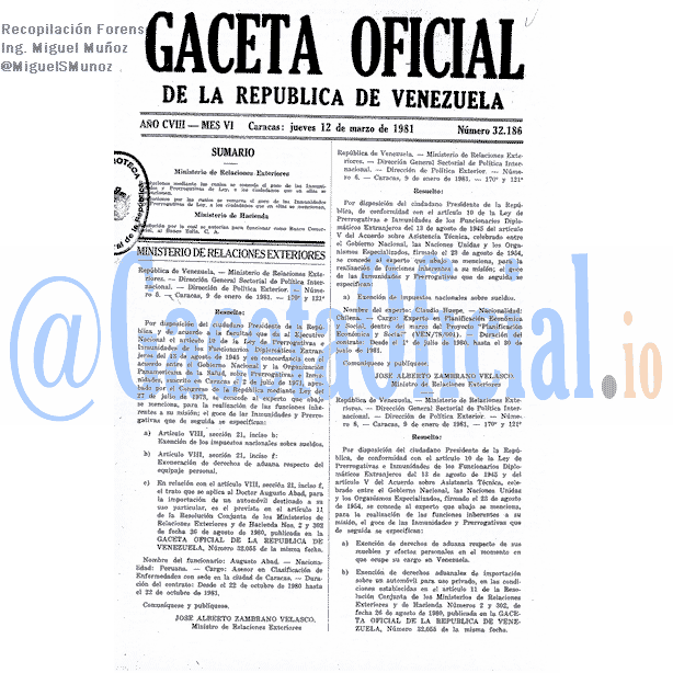 Gaceta Oficial 32186 del 12 Marzo 1981