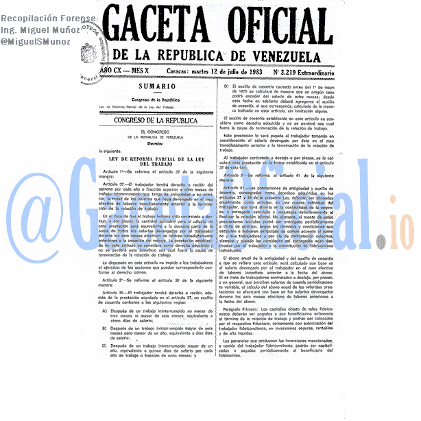 Gaceta Oficial 3219 del 12 Julio 1983